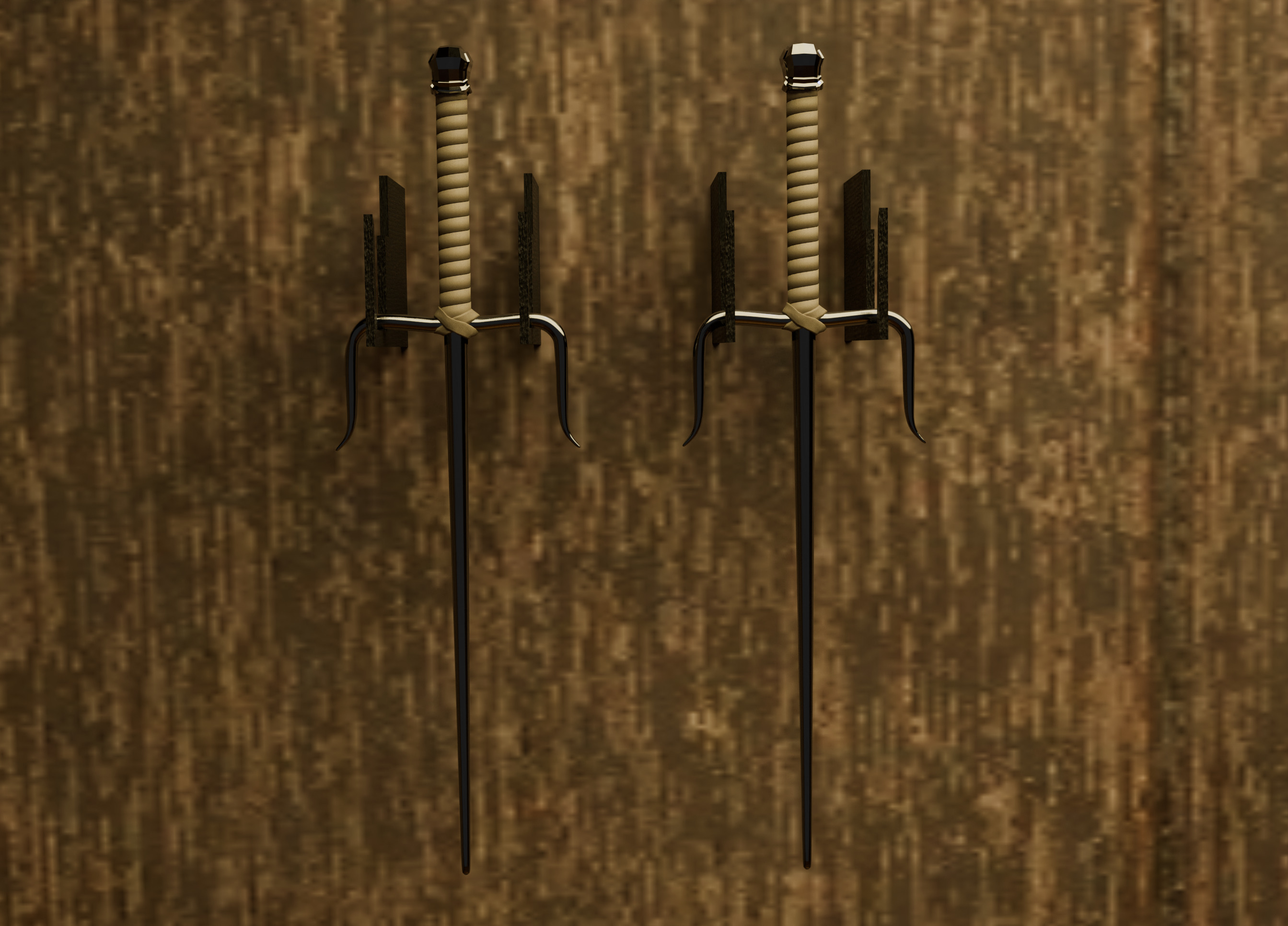 Sai Dual Fighting Weapons Low-poly 3D model_8