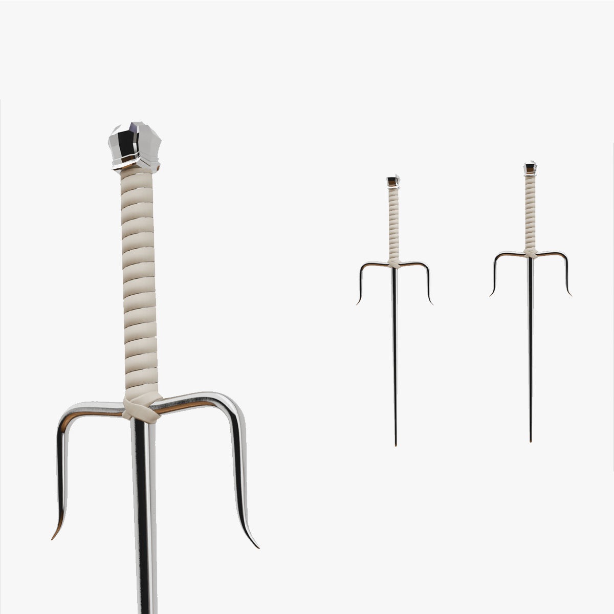 Sai Dual Fighting Weapons Low-poly 3D model_11