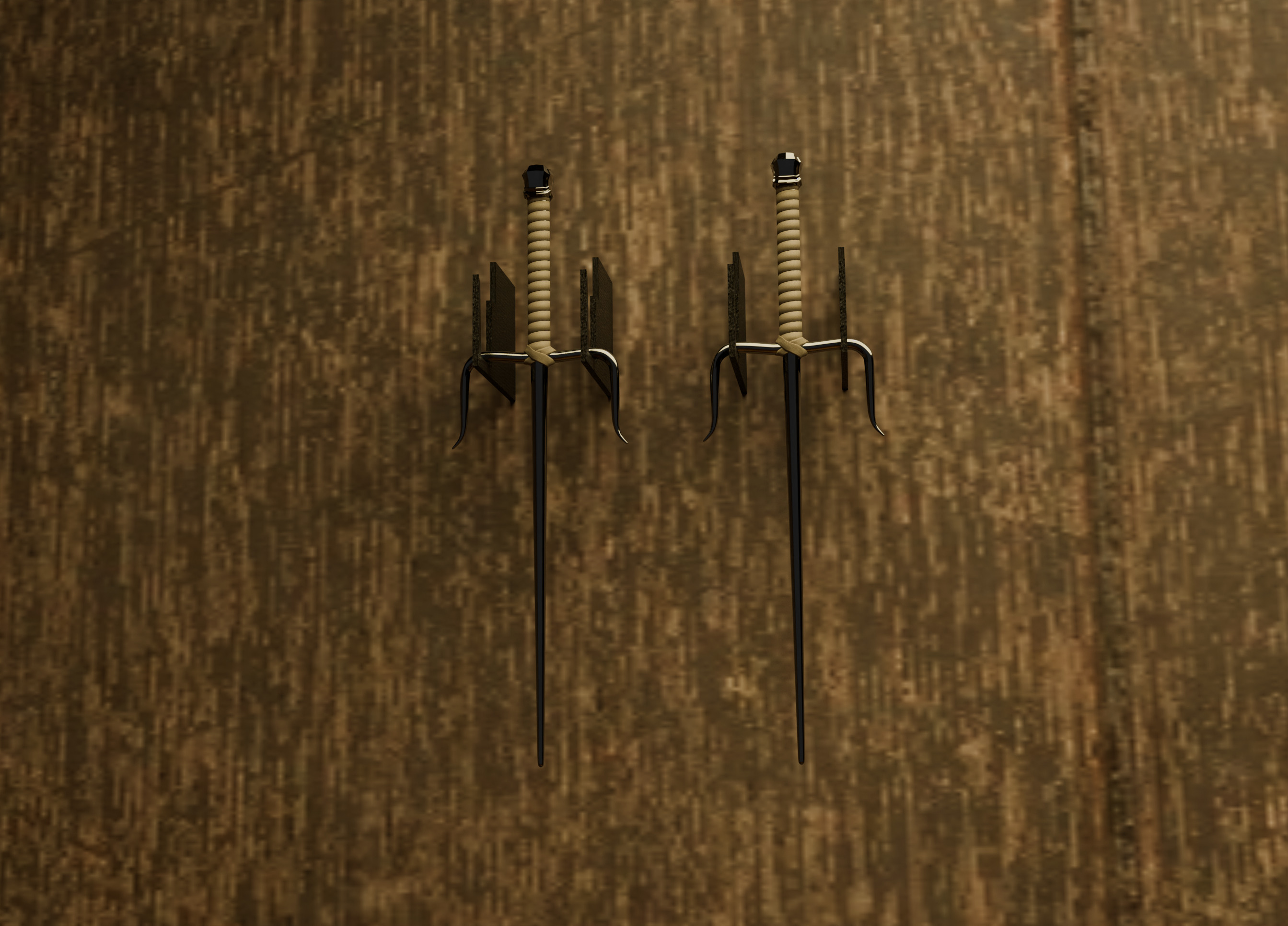 Sai Dual Fighting Weapons Low-poly 3D model_5