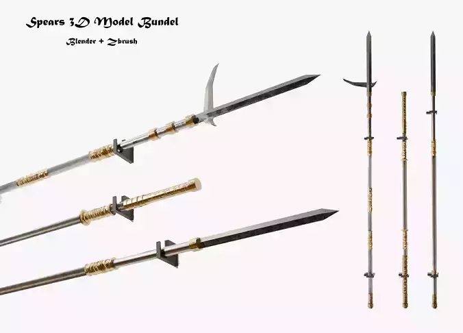 Realistic Japanese Spears and Pole Weapon Asset Bundle