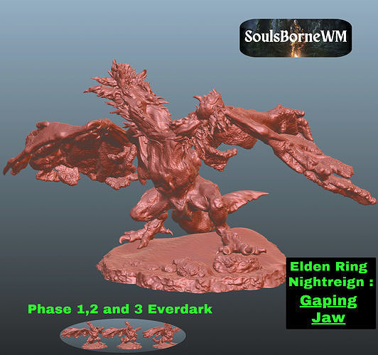 Elden Ring Nightreign Gaping Jaw V2 Phase 1 2 and 3 Everdark 3D print model