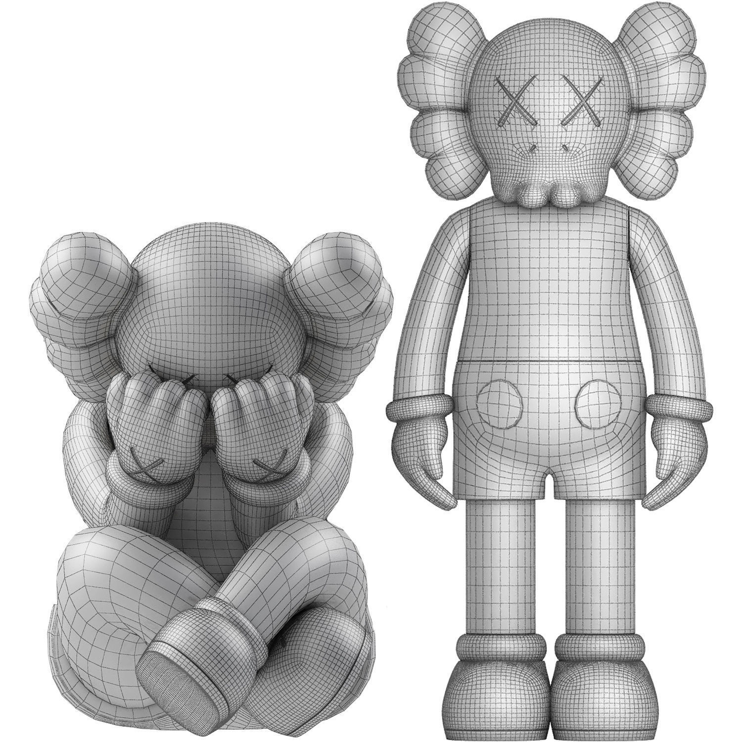 kaws companion and separated vinyl figure brown collection 3D model_5