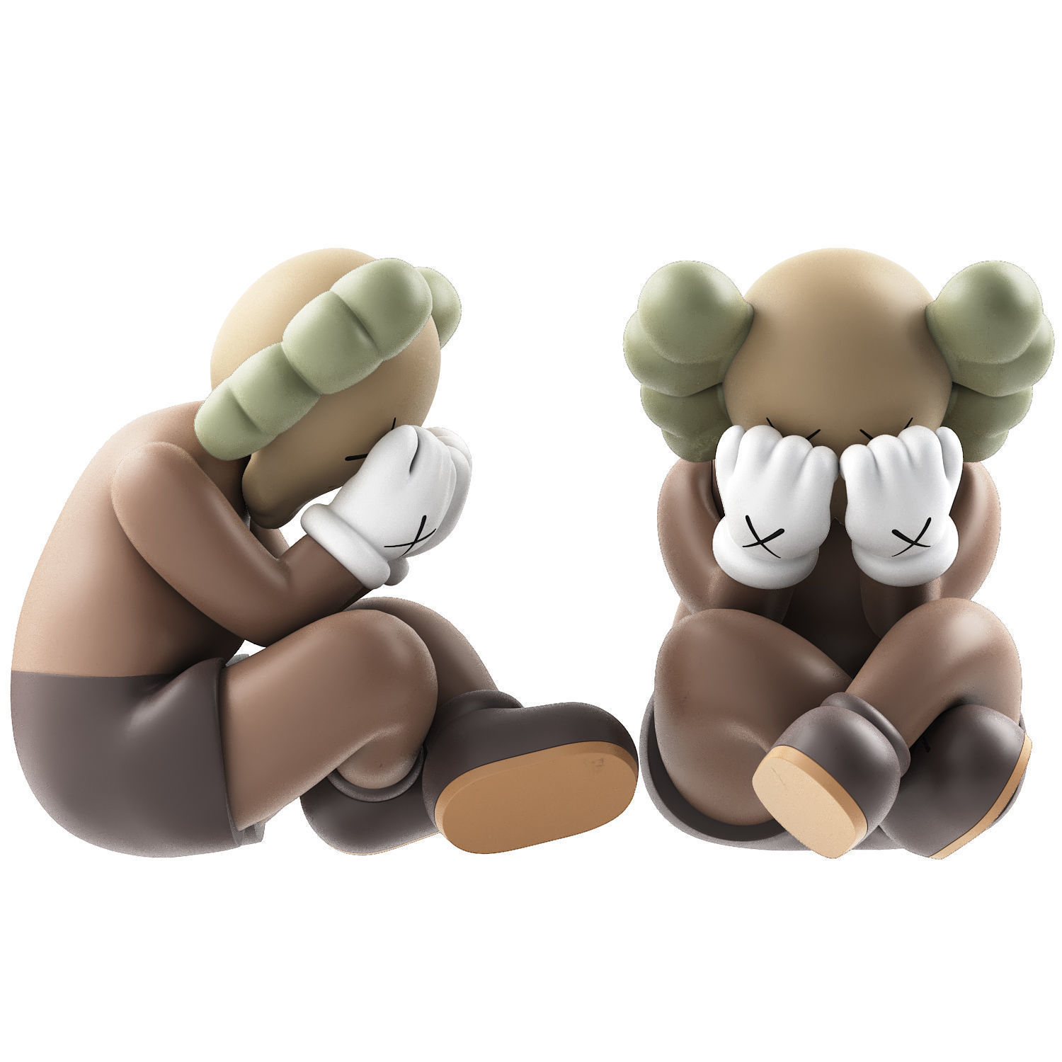 kaws companion and separated vinyl figure brown collection 3D model_4