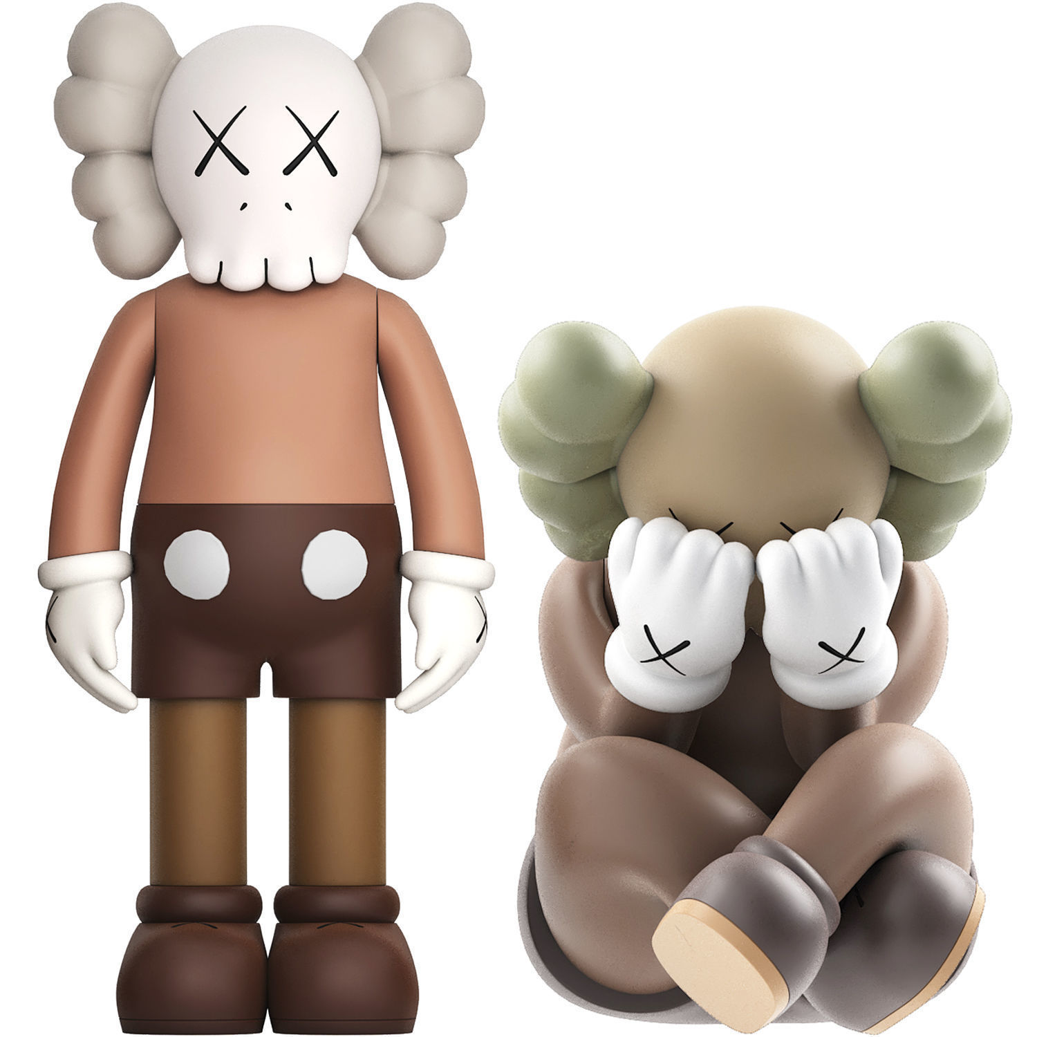 kaws companion and separated vinyl figure brown collection 3D model_1