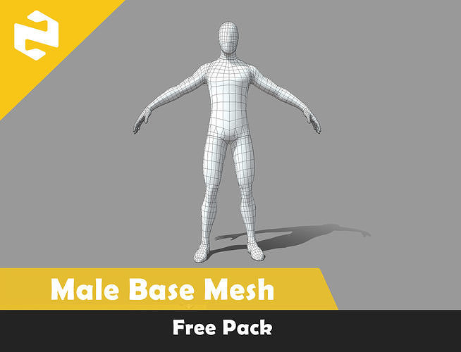 Free Pack - Male Base Mesh Free low-poly 3D model