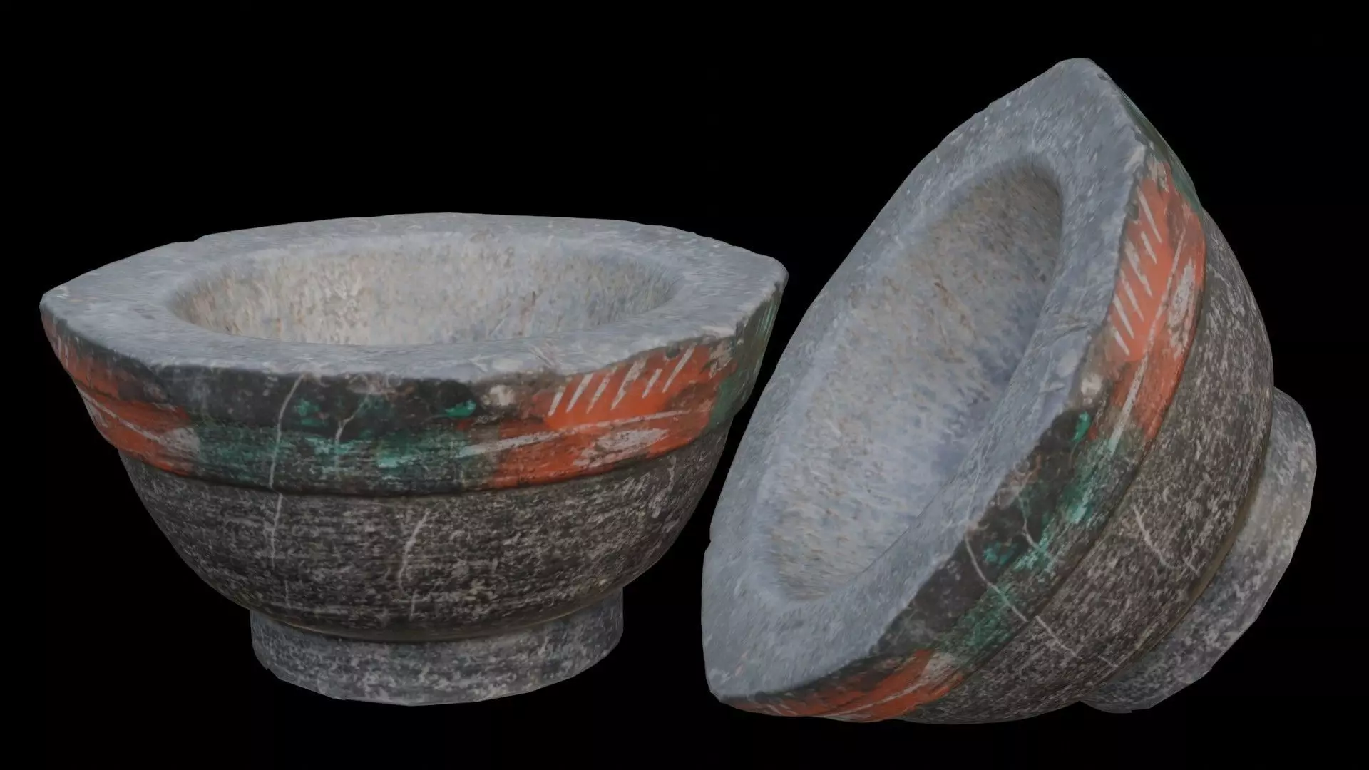 Painted Stone Bowl Scan Low-poly 3D model