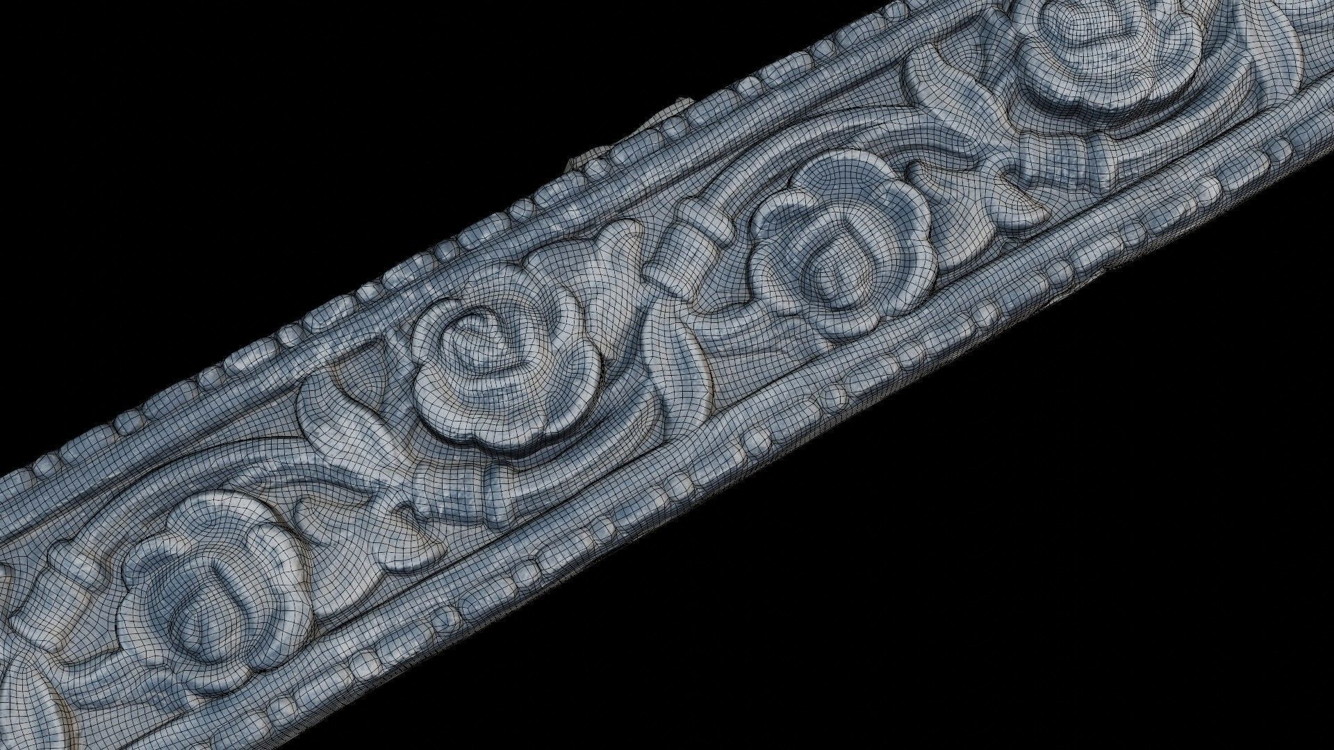  Rose Motif Molding Scan Low-poly 3D model_4