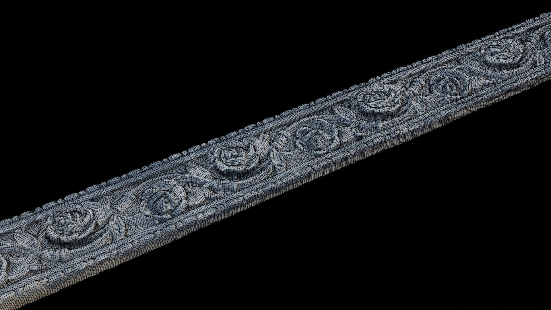  Rose Motif Molding Scan Low-poly 3D model_2