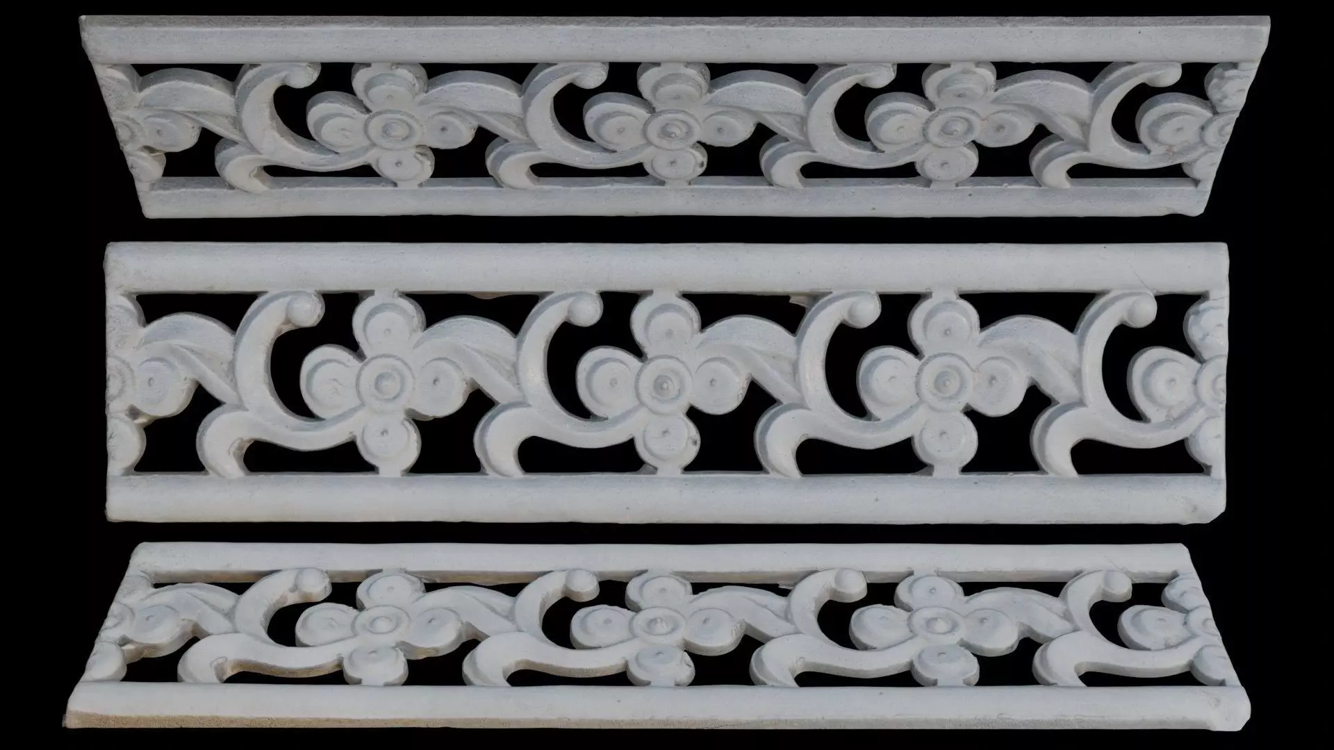 Floral Railing Panel Scan Low-poly 3D model