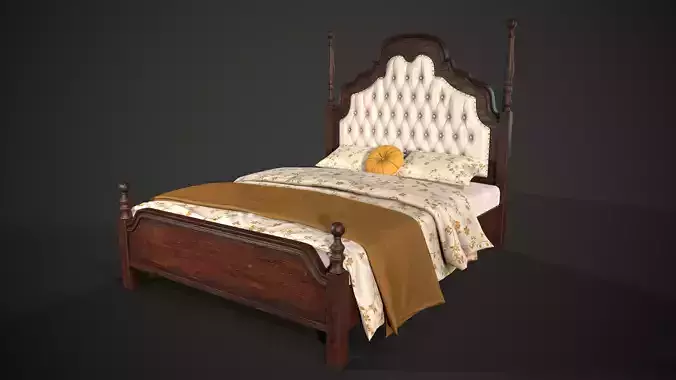 Classic Bed With Upholstered Headboard - 