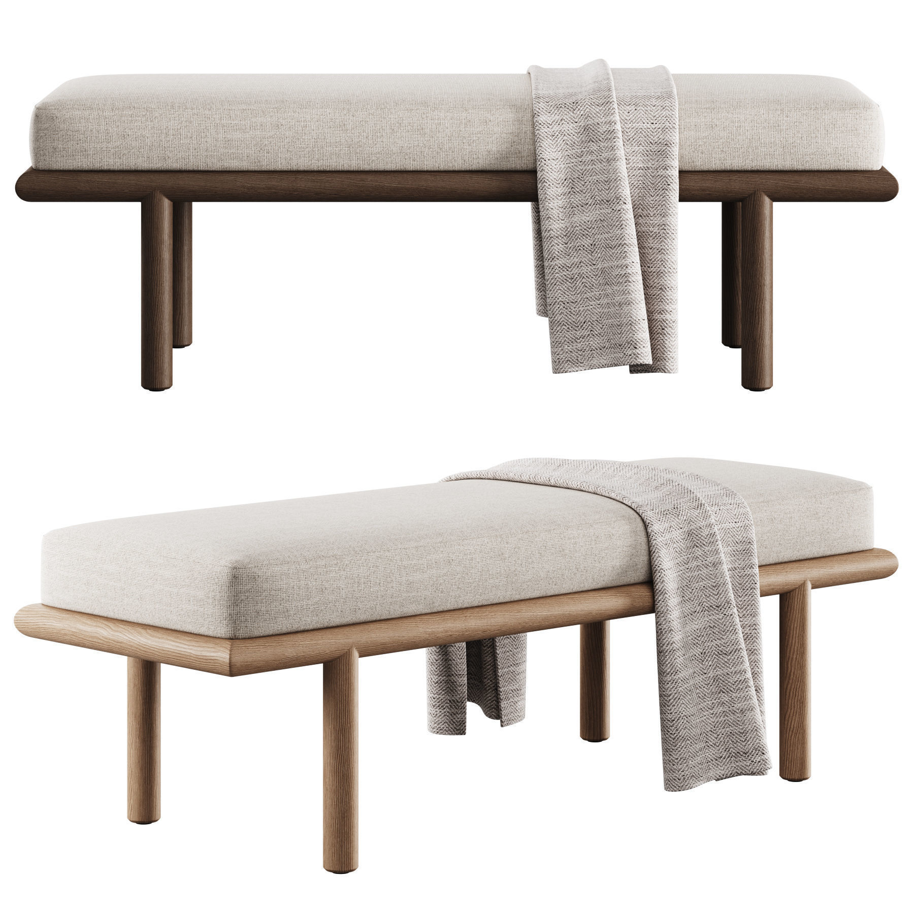 Upholstered Bench By Theodore Alexander 3D model_2