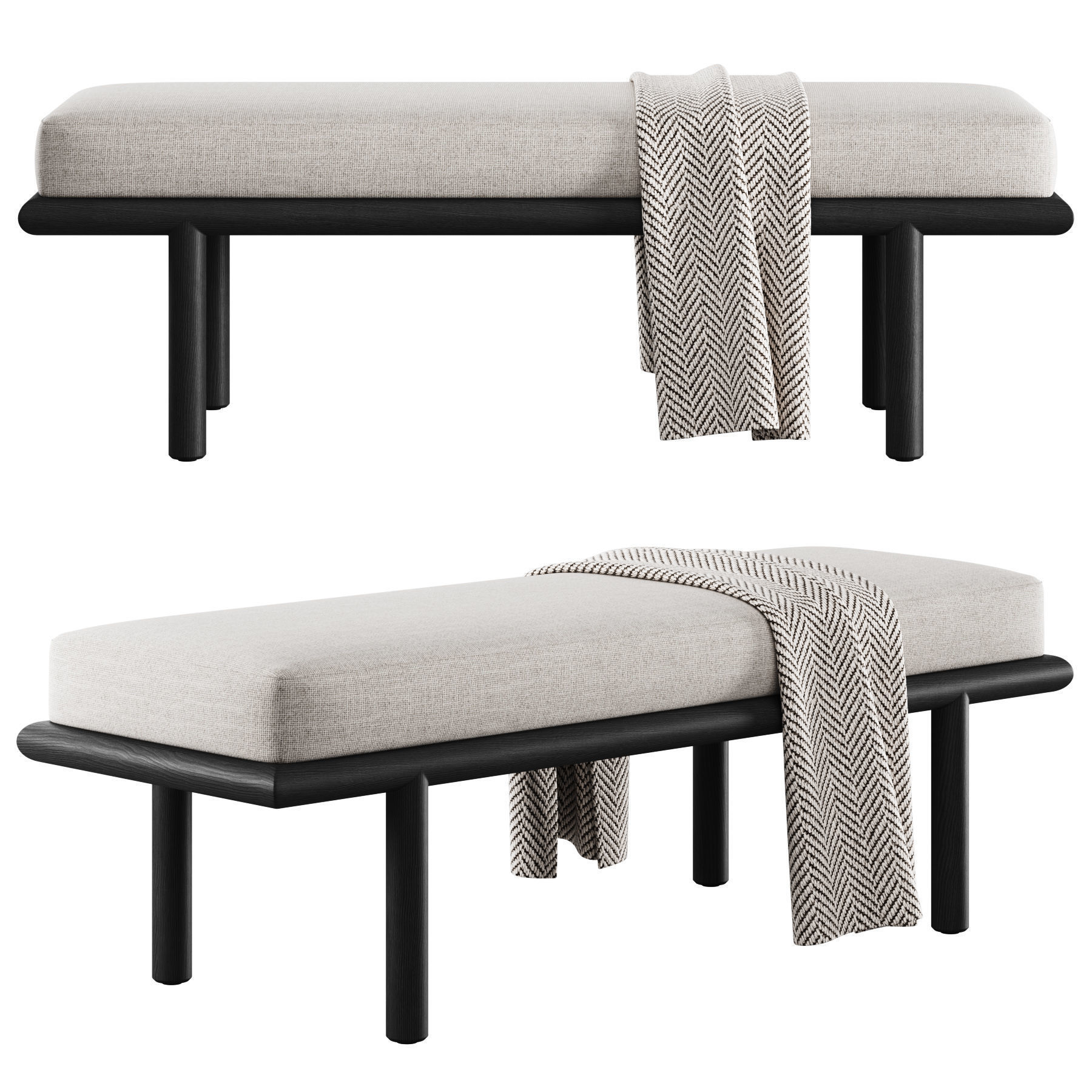 Upholstered Bench By Theodore Alexander 3D model_3
