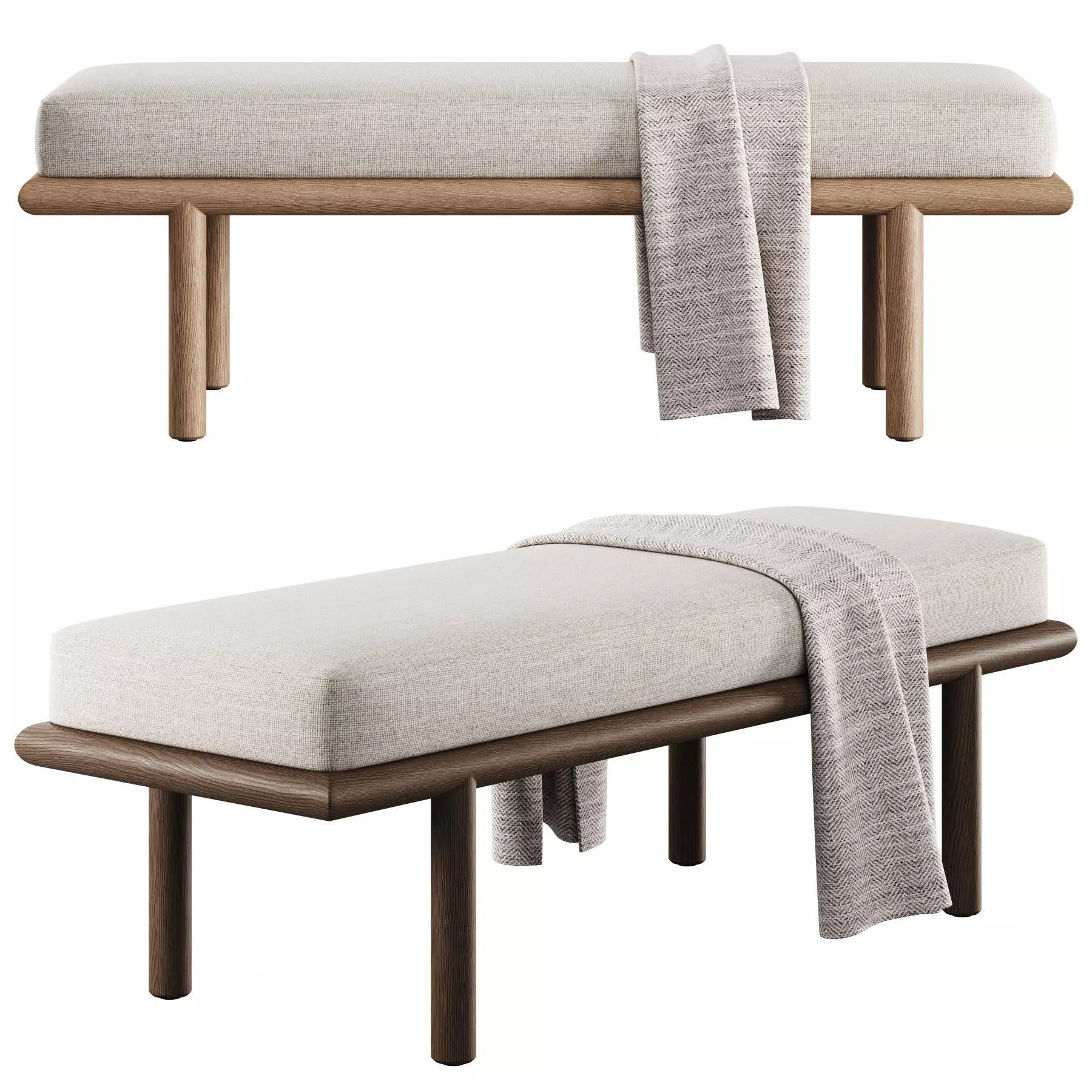 Upholstered Bench By Theodore Alexander 3D model_0