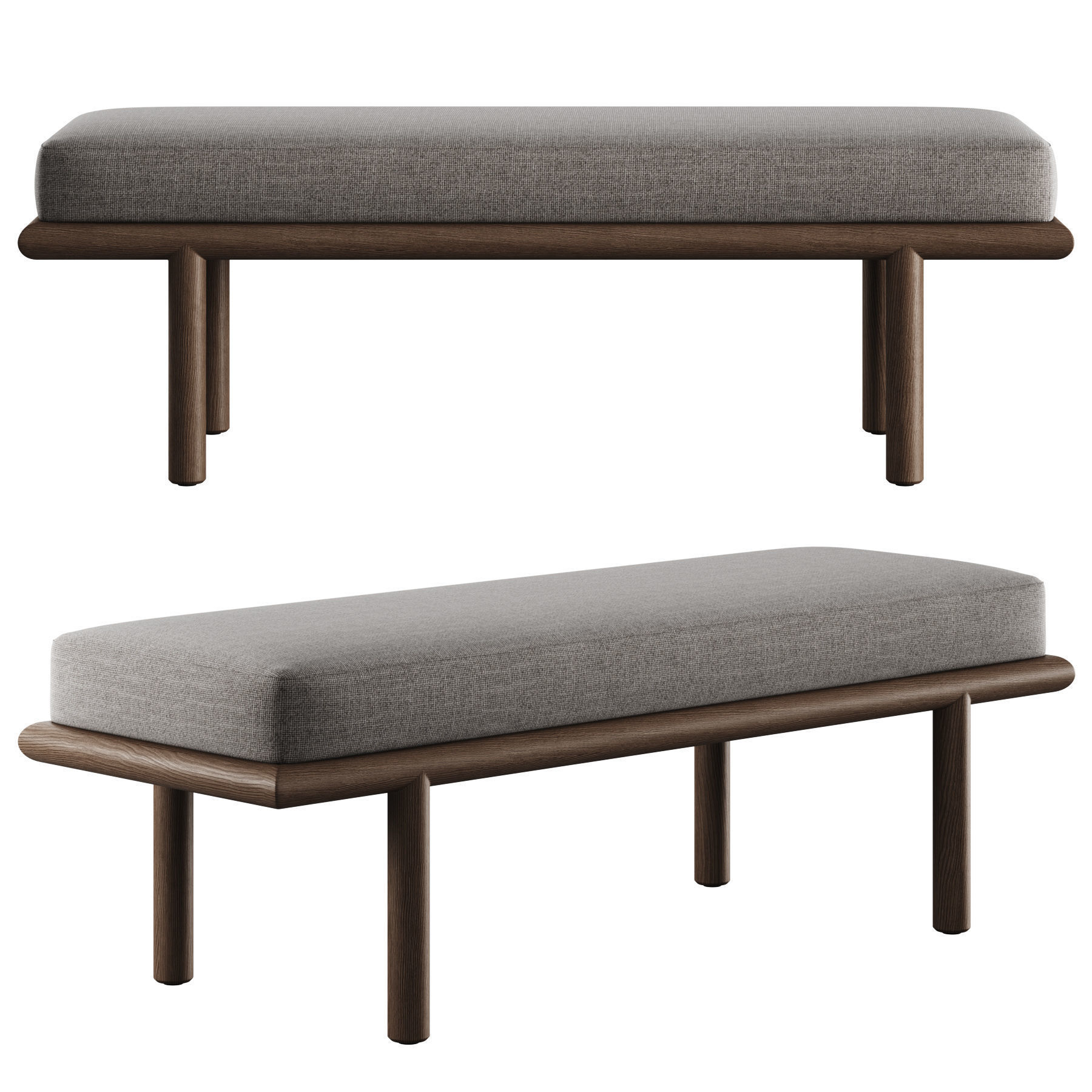 Upholstered Bench By Theodore Alexander 3D model_4