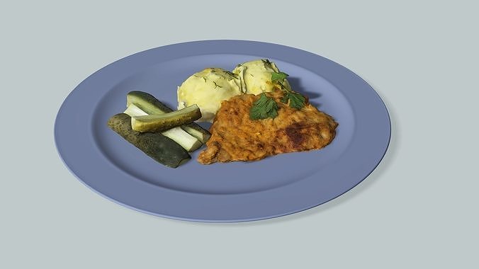 Exclusive Food Set For Lunch S1 Low Poly 3D Model Low-poly 3D model