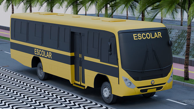 Marcopolo Senior Midi School Bus Low-poly 3D model