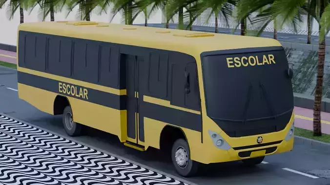 Marcopolo Senior Midi School Bus Low-poly 3D model