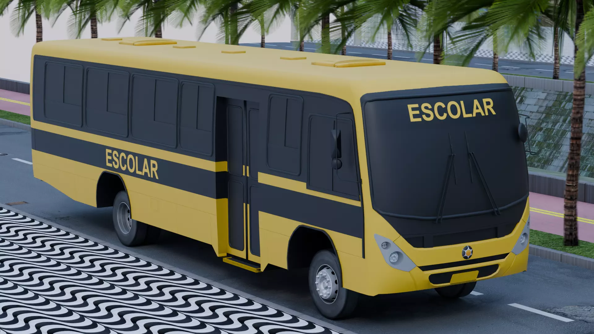 Marcopolo Senior Midi School Bus Low-poly 3D model_0