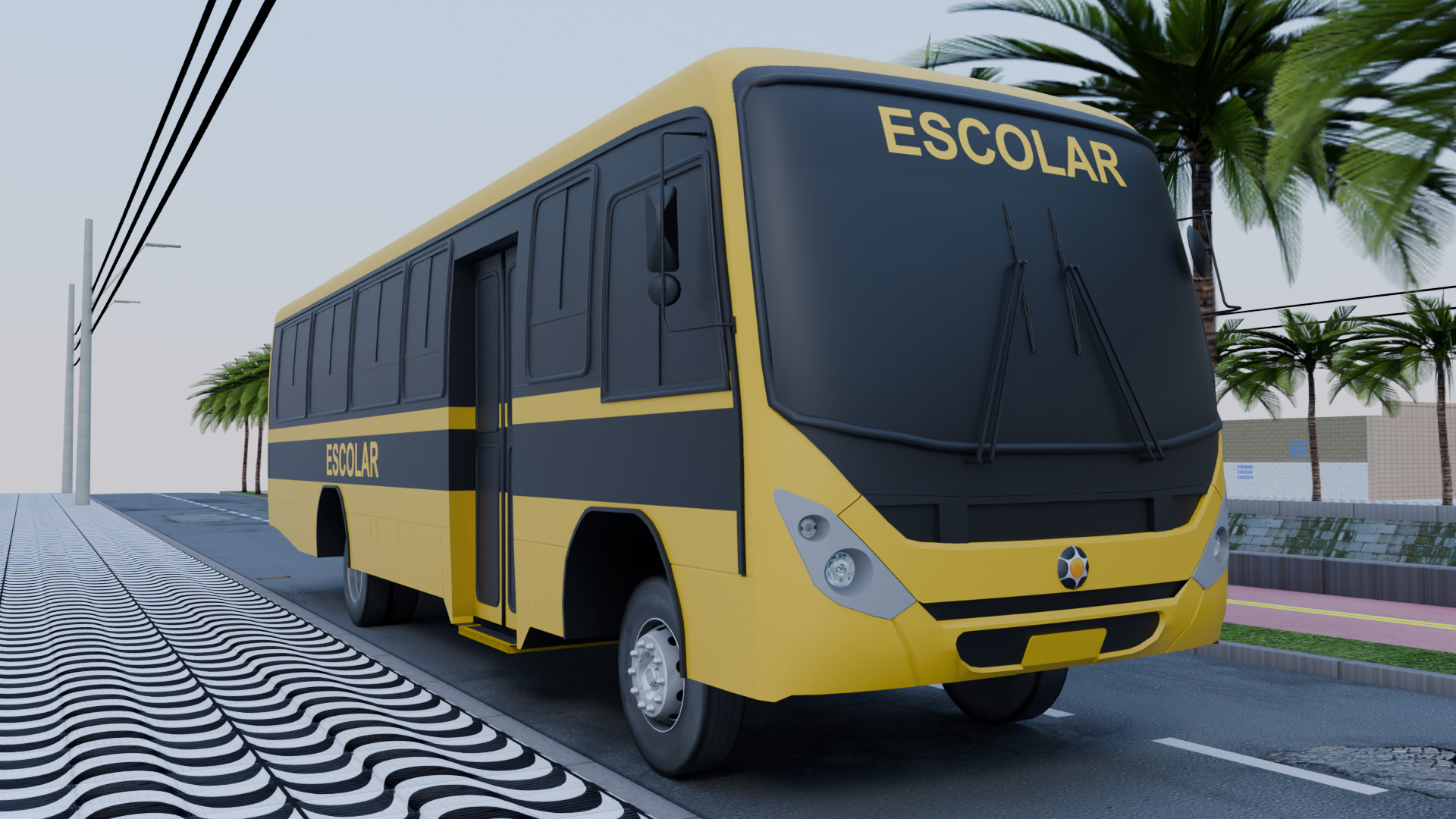 Marcopolo Senior Midi School Bus Low-poly 3D model_1