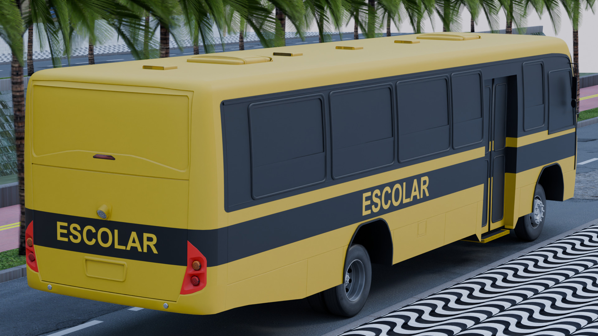 Marcopolo Senior Midi School Bus Low-poly 3D model_5