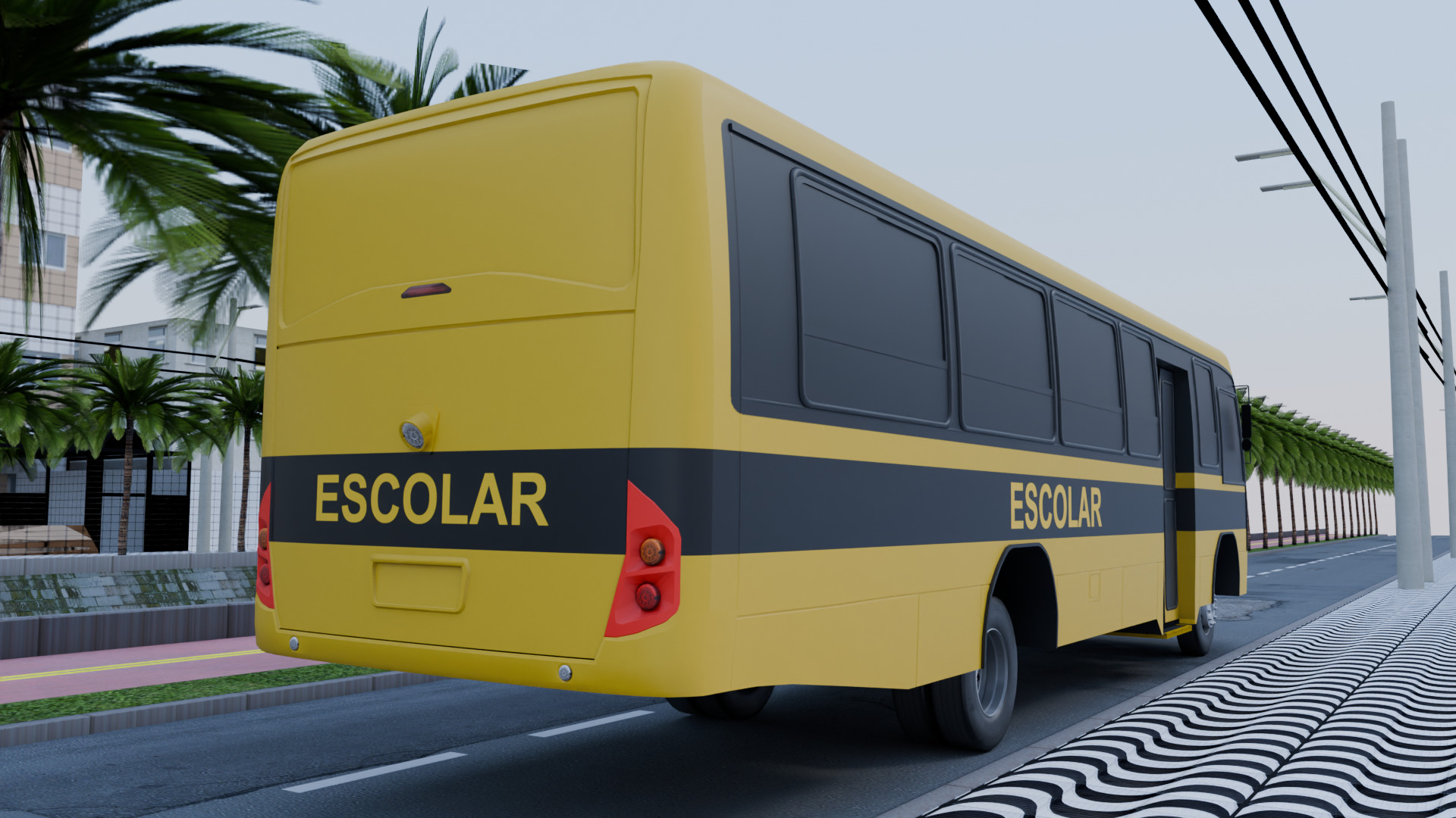 Marcopolo Senior Midi School Bus Low-poly 3D model_2