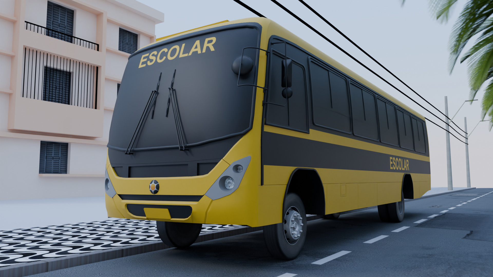 Marcopolo Senior Midi School Bus Low-poly 3D model_4