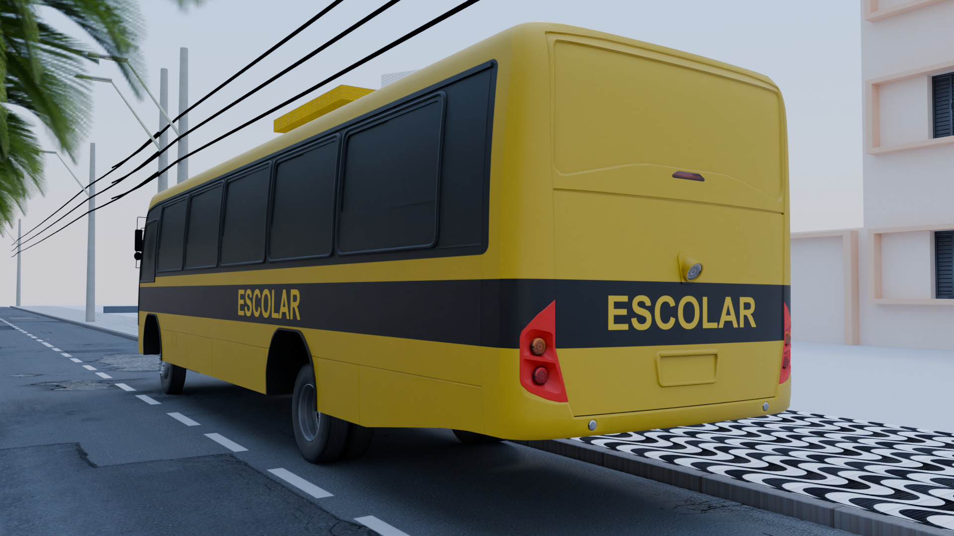 Marcopolo Senior Midi School Bus Low-poly 3D model_3