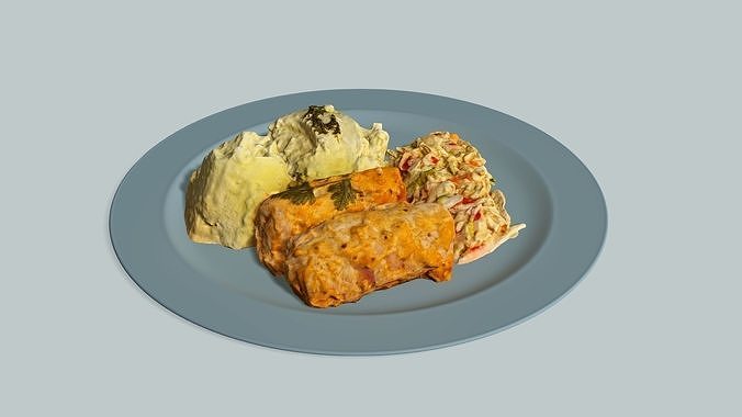 Exclusive Food Set For Lunch S3 Low Poly 3D Model Low-poly 3D model