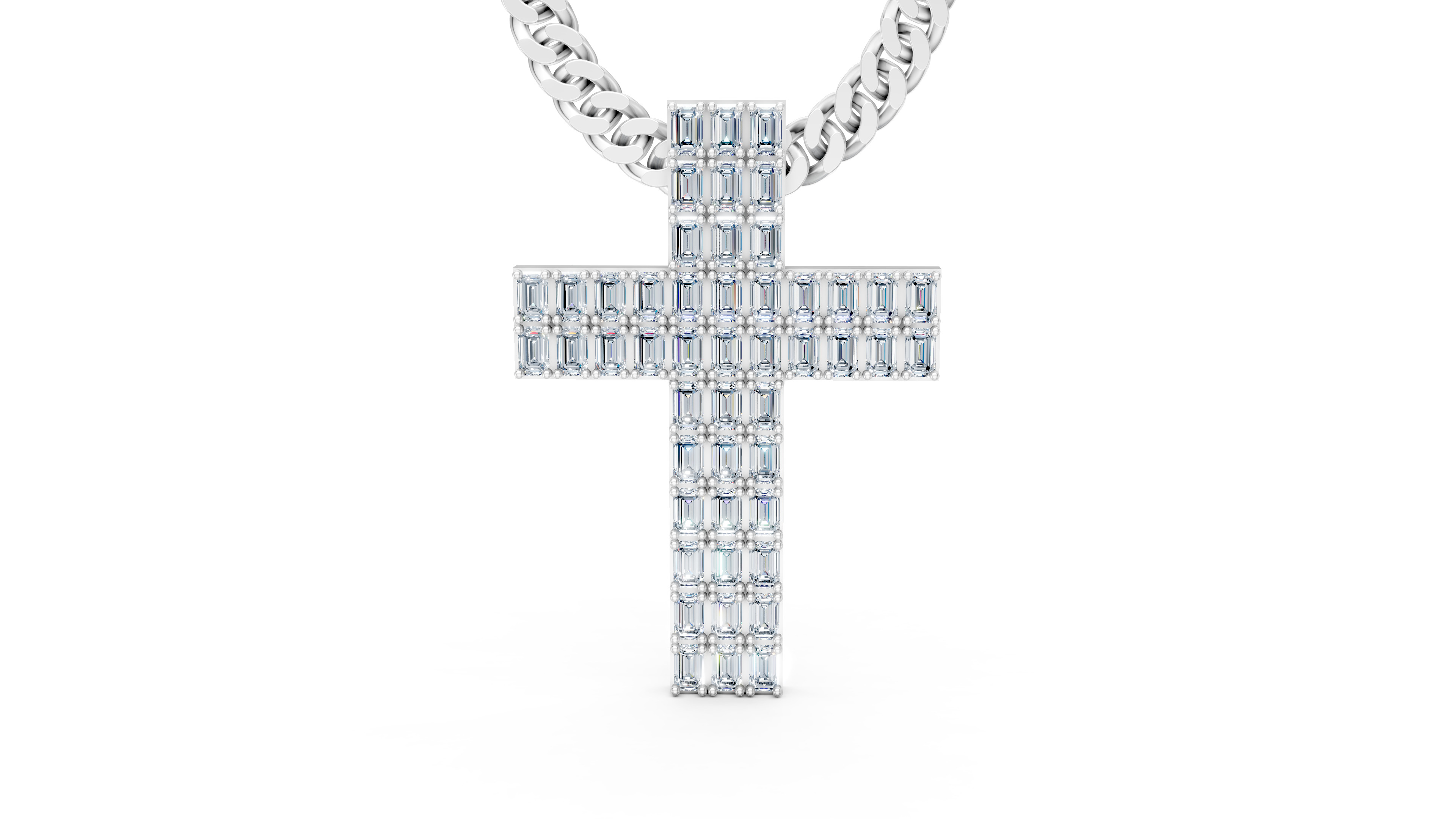 DIAMOND CROSS PENDANT NECKLACE 3dmodel 3D print Model 3D print model_4