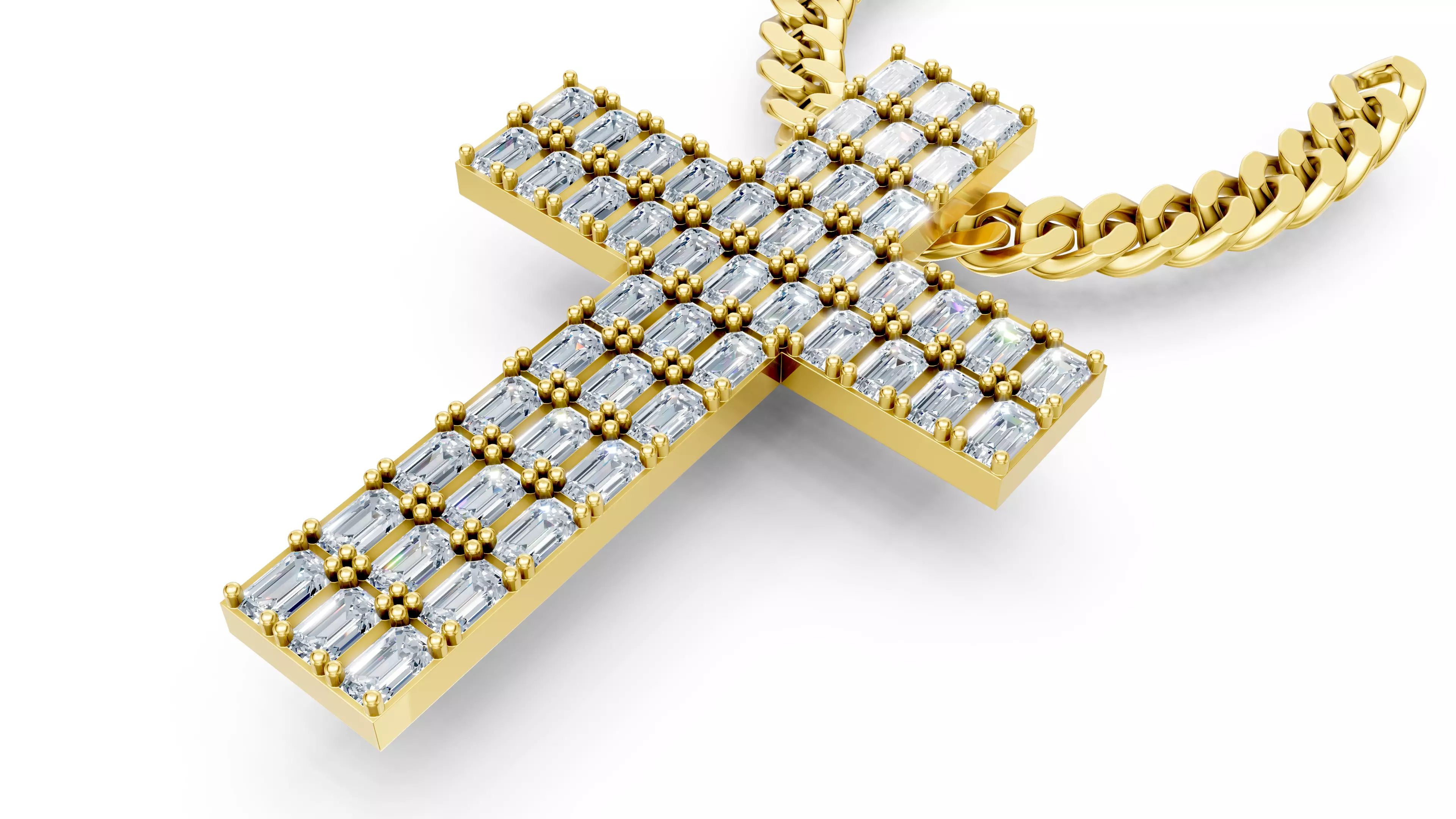 DIAMOND CROSS PENDANT NECKLACE 3dmodel 3D print Model 3D print model_0