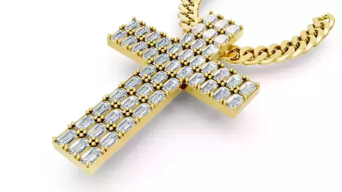 DIAMOND CROSS PENDANT NECKLACE 3dmodel 3D print Model 3D print model