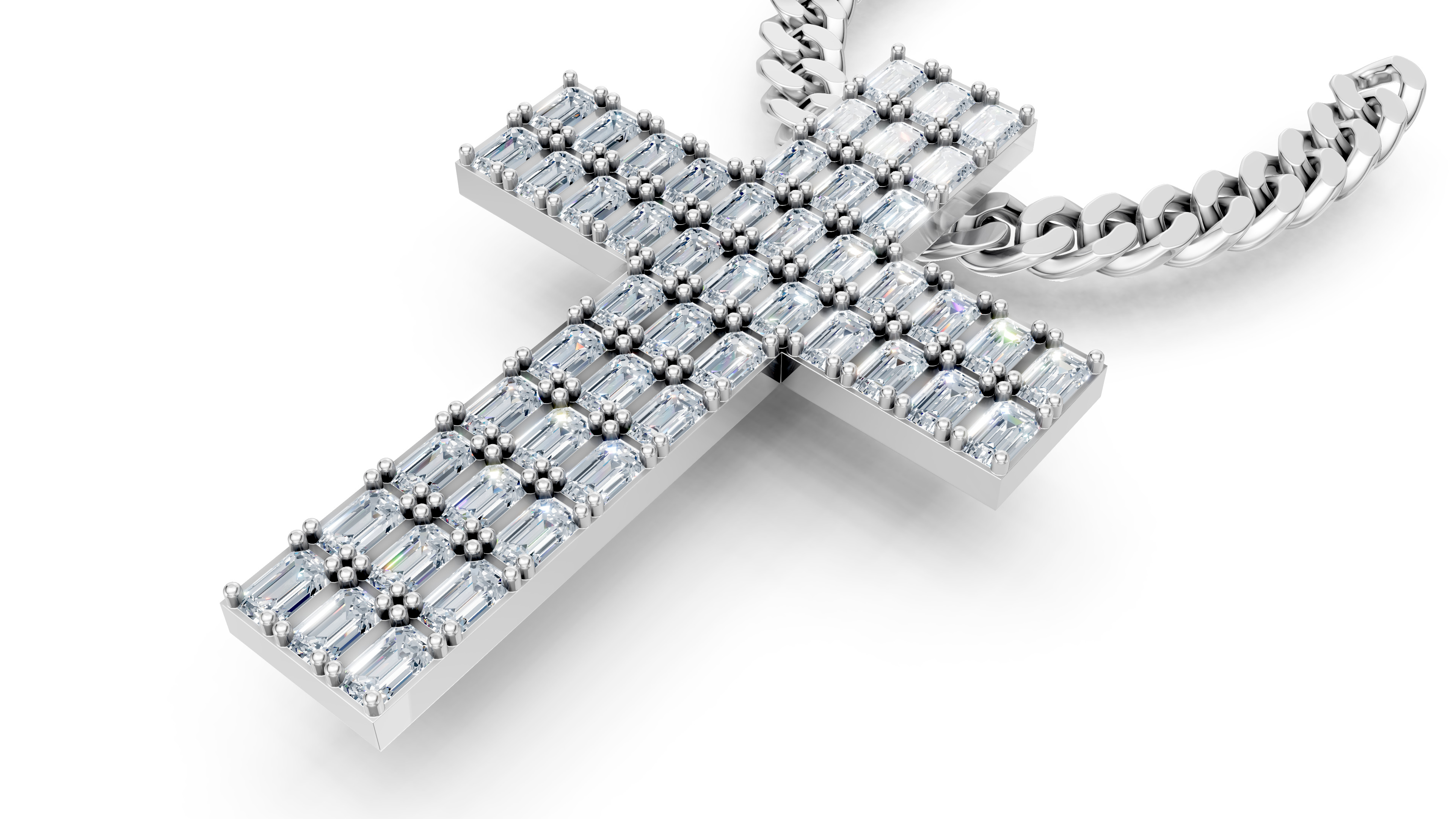 DIAMOND CROSS PENDANT NECKLACE 3dmodel 3D print Model 3D print model_1