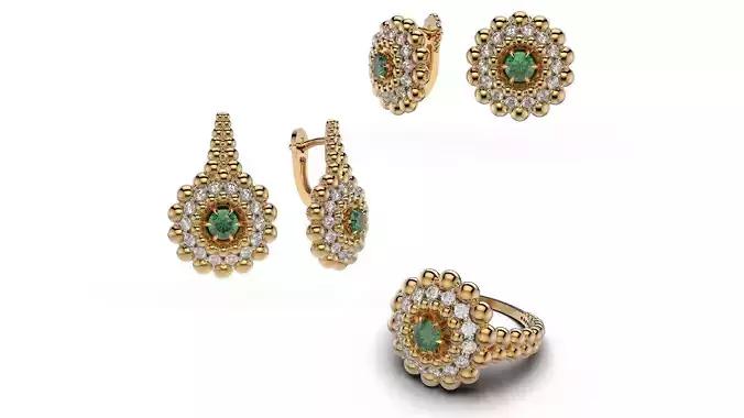 High jewelry Coloured classic emerald set