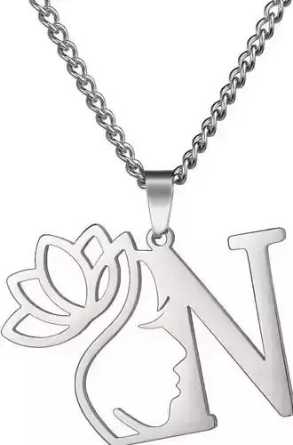 Lotus ladies face letter pendant necklace  13 3D print model