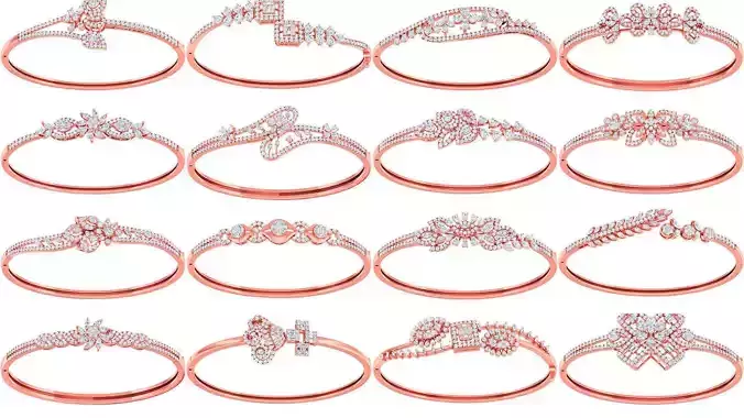 Diamond light gold bracelet 48pcs 3D Model Collection