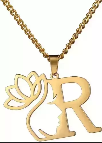Lotus ladies face letter pendant necklace  15 3D print model