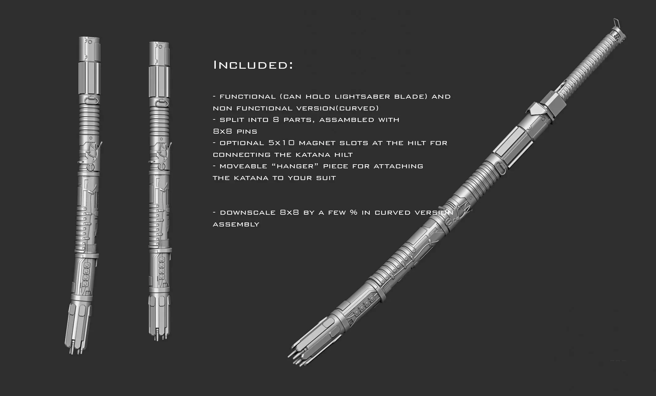 Ronin functional lightsaber 3D print model_4