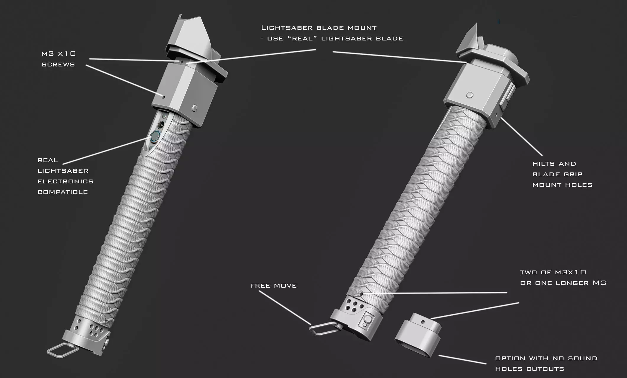 Ronin functional lightsaber 3D print model_3