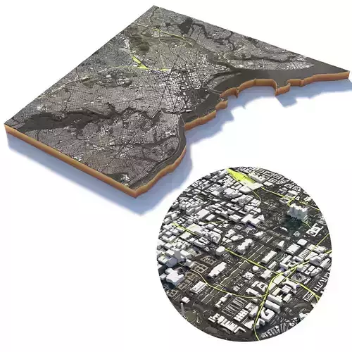 Washington DC USA Terrain City 3D model
