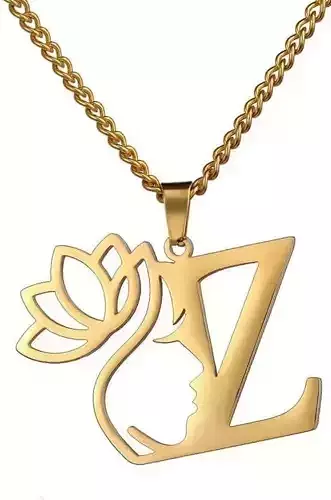 Lotus ladies face letter pendant necklace  19 3D print model