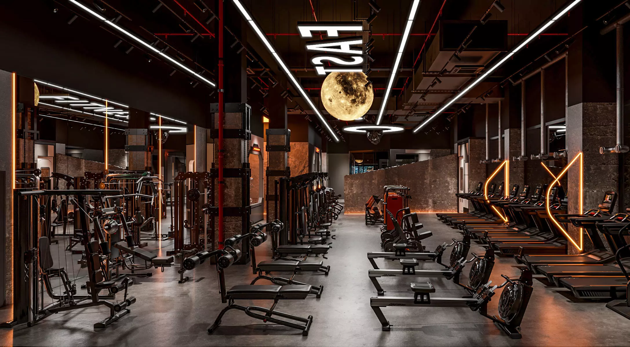 Luxury gym interior 3D model