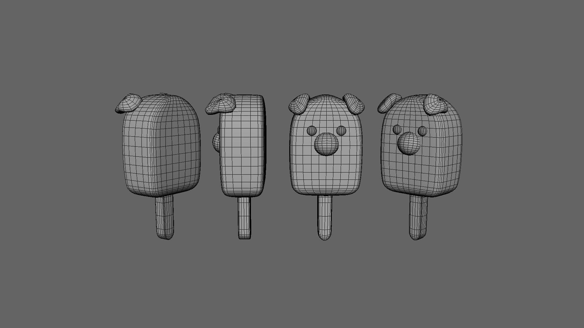 LowPoly Kawaii Pig Ice Cream Low-poly 3D model_5