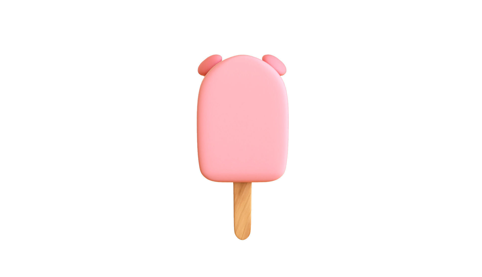 LowPoly Kawaii Pig Ice Cream Low-poly 3D model_3
