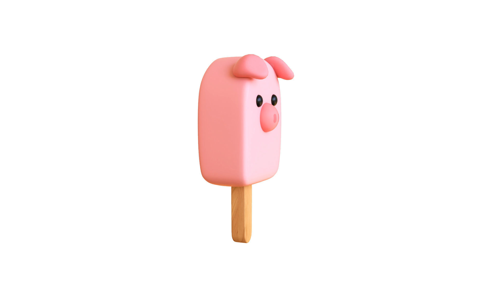 LowPoly Kawaii Pig Ice Cream Low-poly 3D model_2