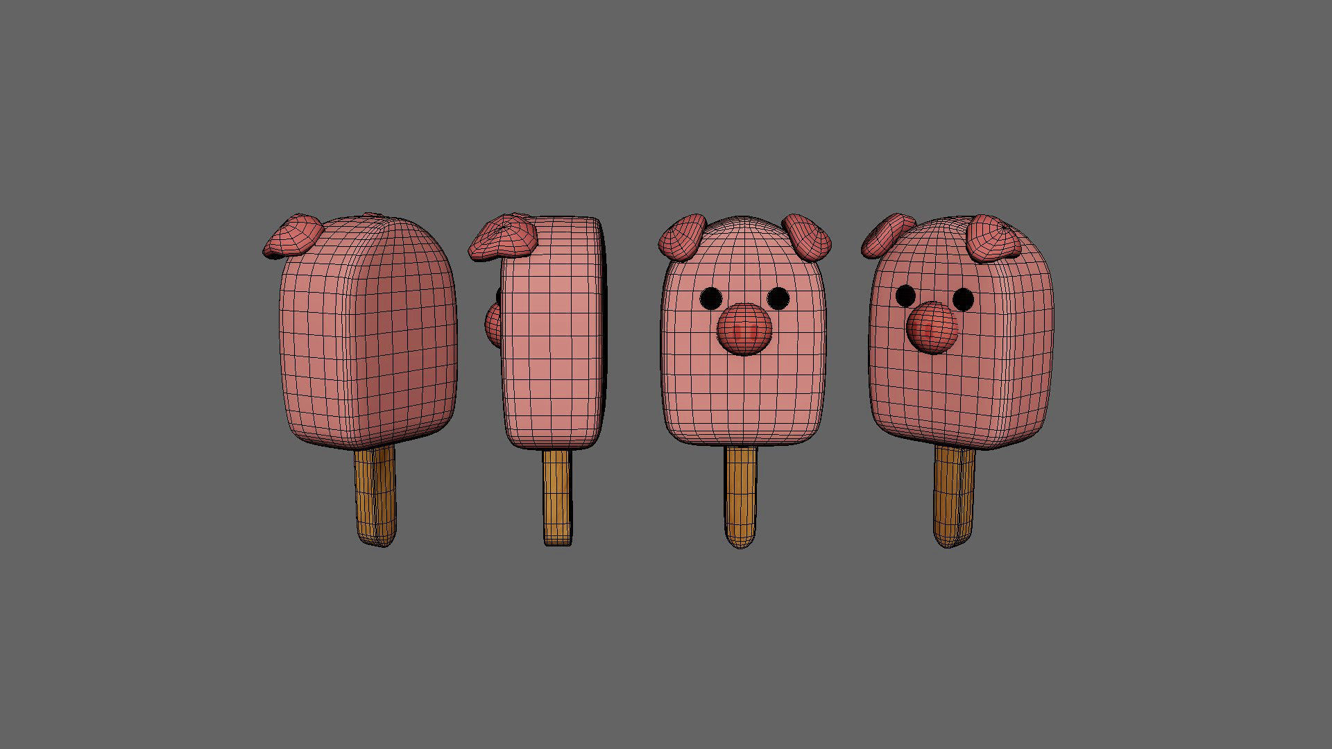 LowPoly Kawaii Pig Ice Cream Low-poly 3D model_6