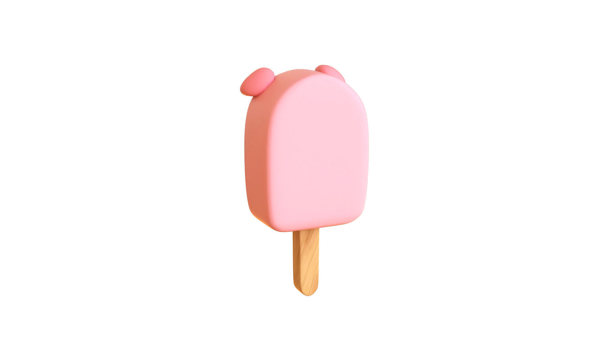 LowPoly Kawaii Pig Ice Cream Low-poly 3D model_4