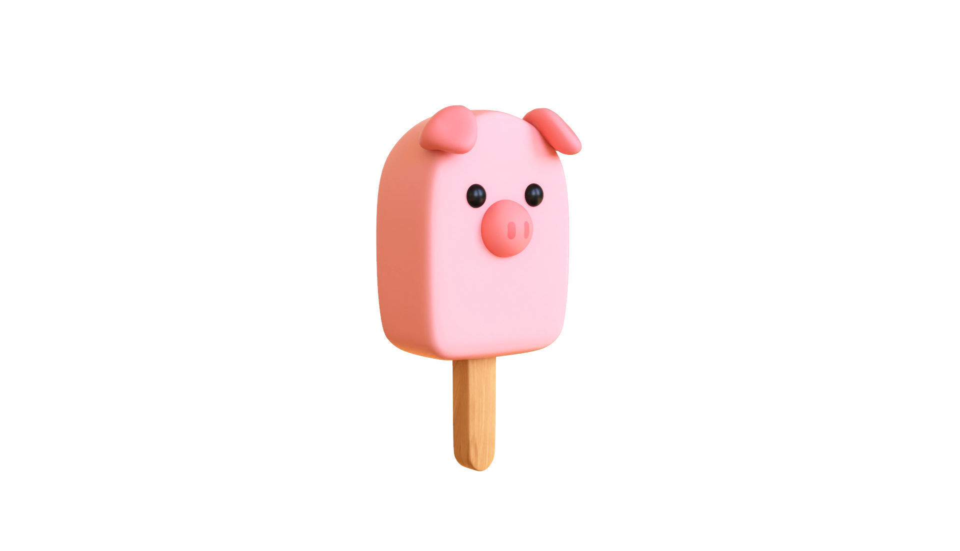 LowPoly Kawaii Pig Ice Cream Low-poly 3D model_1
