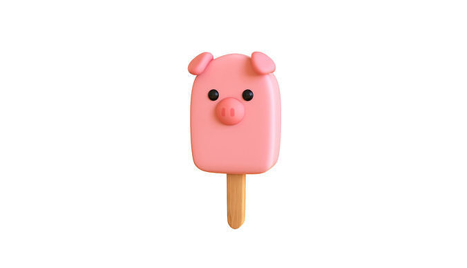 LowPoly Kawaii Pig Ice Cream Low-poly 3D model