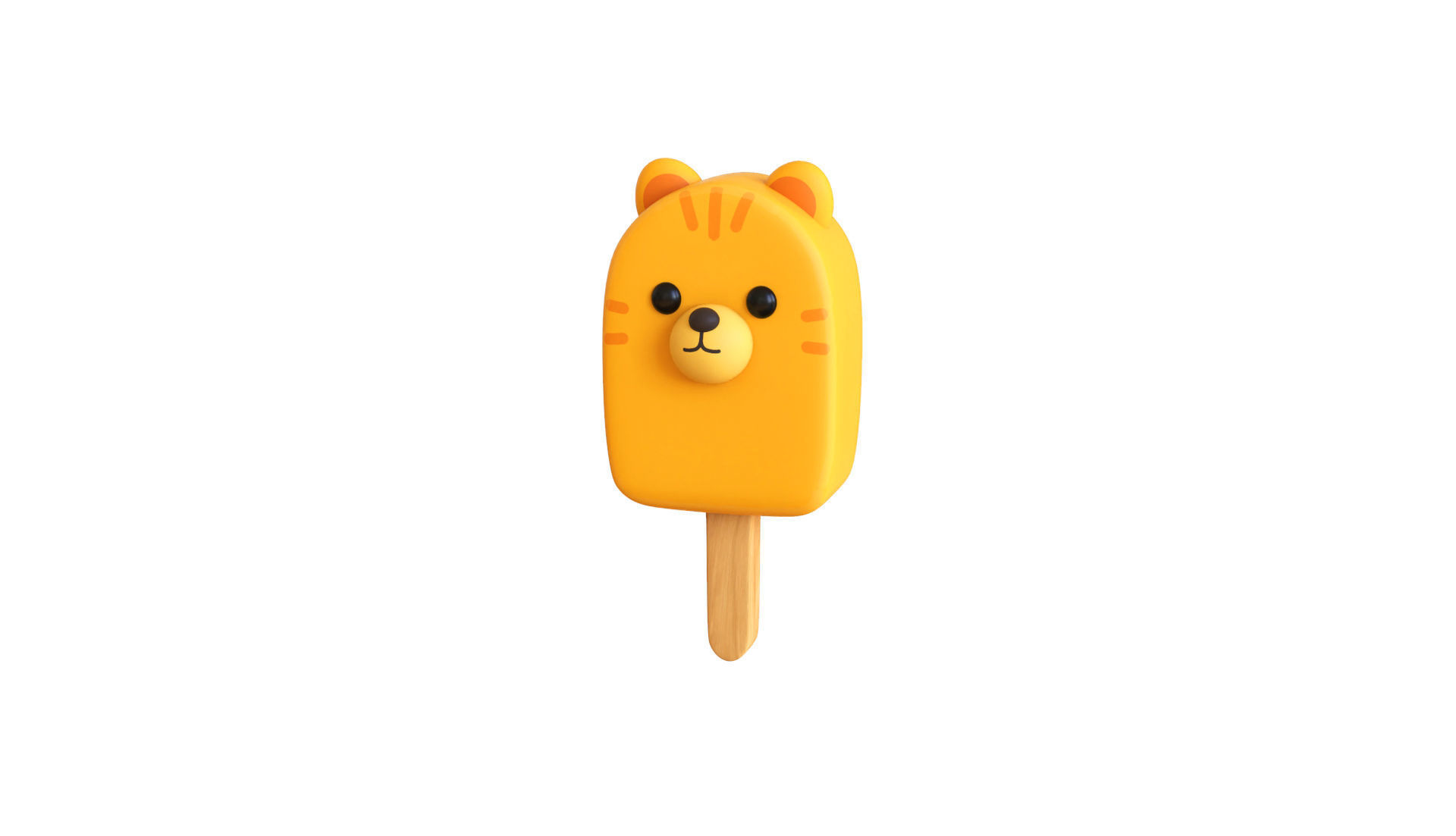 LowPoly Kawaii Tiger Ice Cream Low-poly 3D model_5