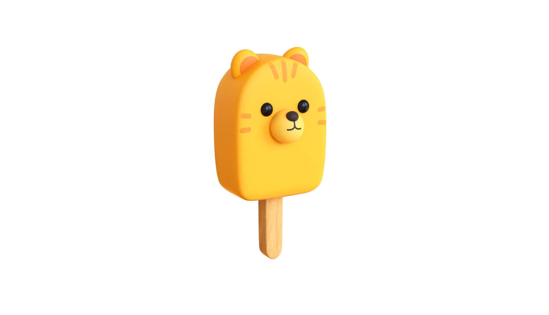 LowPoly Kawaii Tiger Ice Cream Low-poly 3D model_1
